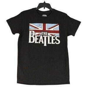 The Beatles Union Jack Logo Graphic Band Tee Mens S Cotton Short Sleeve Shirt
